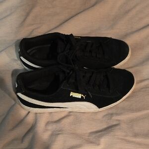 Puma Black Sneakers with White and Gold Accents